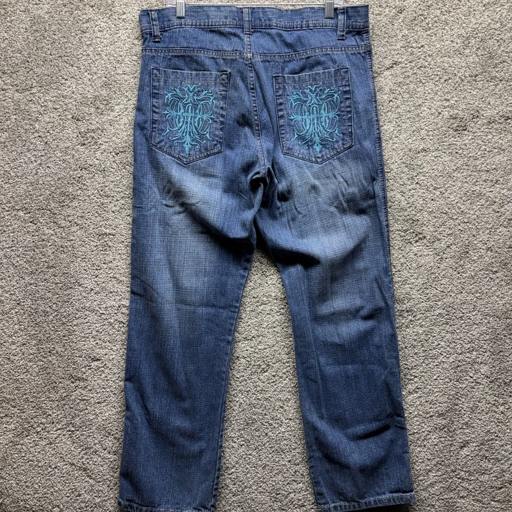 Vintage Southpole Jeans Men's 36x32 Embroidered Y2K Skater Blue Denim 90s